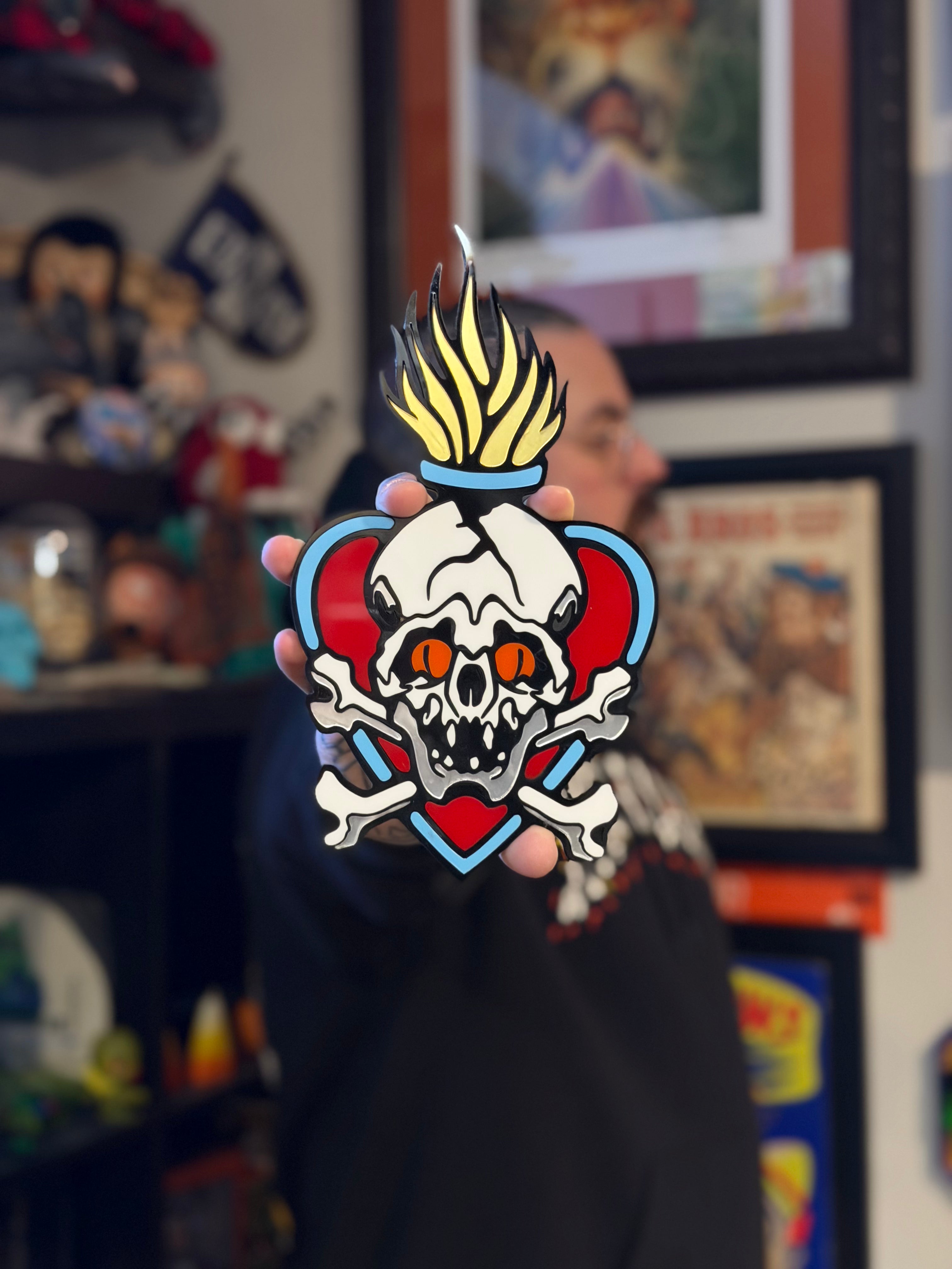 Sacred Heart Skull Wall Hanging Art